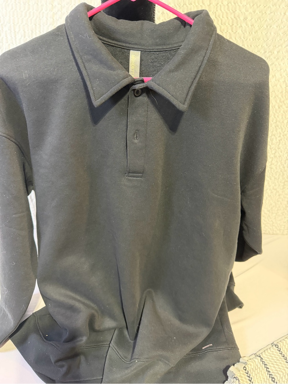Mondetta Black Polo-Style Long Sleeve Top